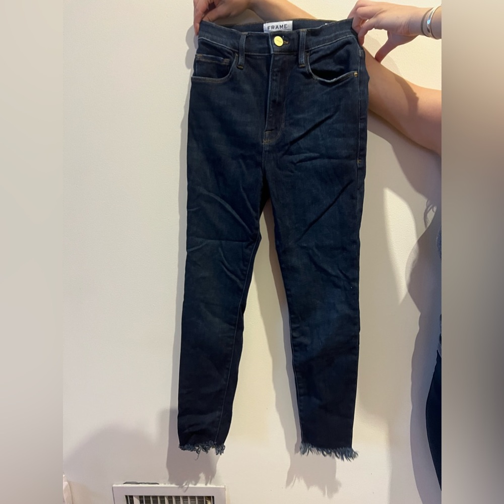 Frame denim with frayed bottoms jeans